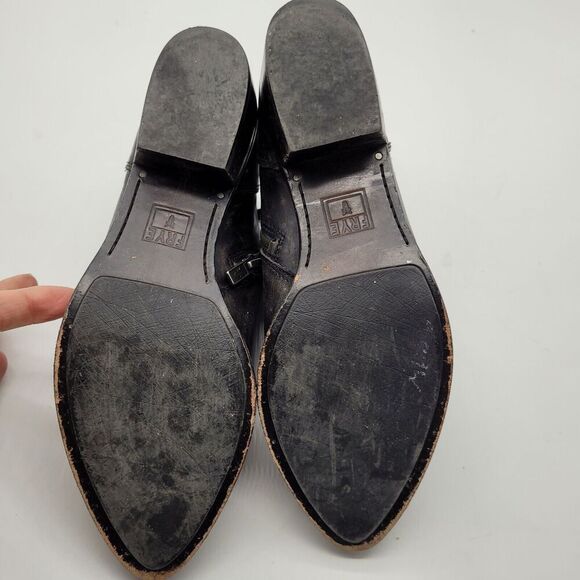 Frye Womens Ray Belted Bootie Ankle Boot Black Distressed Pointed Toe 6.5M - Picture 10 of 10